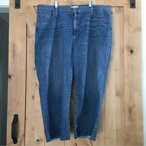MADEWELL Slim Wide Leg Crop Jeans Size W37 Raw Hem